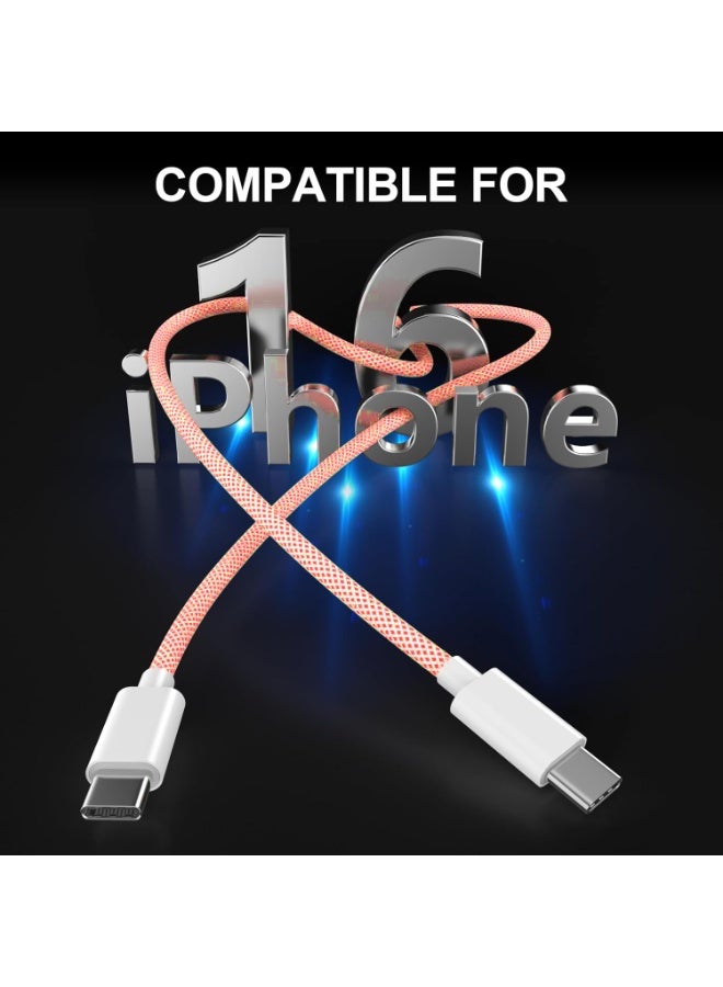 1 Pack 60W USB C to USB C Charging Cable Cord Long for iPhone 17/17 Pro/17 Pro Max/Air/16/16 Pro/16 Pro Max/15/15 Pro Max, iPad Pro/Air/Mini（Orange，1M） - Image 2