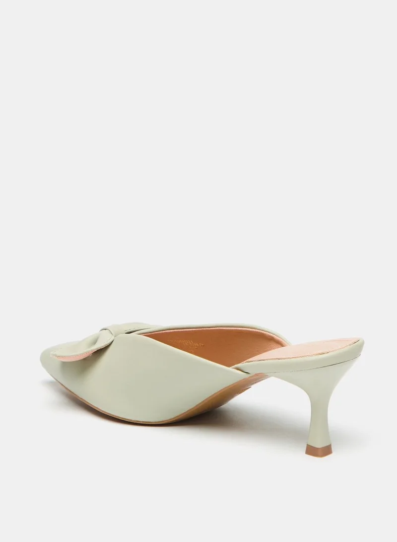 Flora Bella Bow Accent Slip On Mules with Kitten Heels