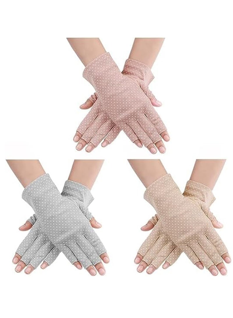 SYOSI UV Gloves, Sunblock Fingerless Gloves for Women, Non-slip UV Sun Protection Gloves Driving Gloves for Manicure Summer Outdoor 3 Pairs - Image 1