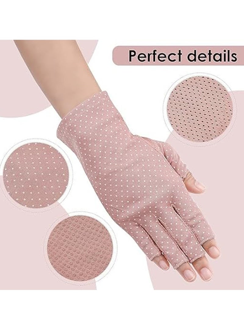 SYOSI UV Gloves, Sunblock Fingerless Gloves for Women, Non-slip UV Sun Protection Gloves Driving Gloves for Manicure Summer Outdoor 3 Pairs - Image 2
