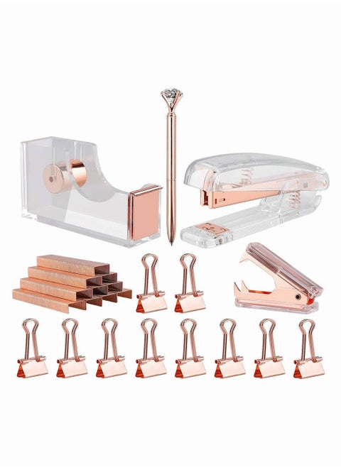 Office accessory set (includes a stapler, a staple remover, 1,000 staples, a tape dispenser, a diamond ballpoint pen and 10 binders)