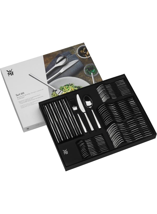 WMF Palma Cutlery Set for 12 People, 60-Piece Dinnerware, Monobloc Knives, Cromargan Polished Stainless Steel, Shiny, Dishwasher-Safe - Image 3