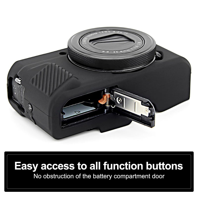 Easy Hood حافظة سهلة لجهاز G7 X Mark II، حافظة واقية لكاميرا كانون باور شوت G7X Mark II الرقمية، غطاء عدسة قابل للإزالة مع علامات مفاتيح من سيليكون جل ناعم، جلد واقي مطاطي أسود للجسم - Image 5
