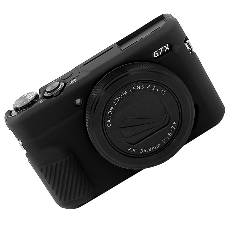 Easy Hood حافظة سهلة لجهاز G7 X Mark II، حافظة واقية لكاميرا كانون باور شوت G7X Mark II الرقمية، غطاء عدسة قابل للإزالة مع علامات مفاتيح من سيليكون جل ناعم، جلد واقي مطاطي أسود للجسم - Image 1
