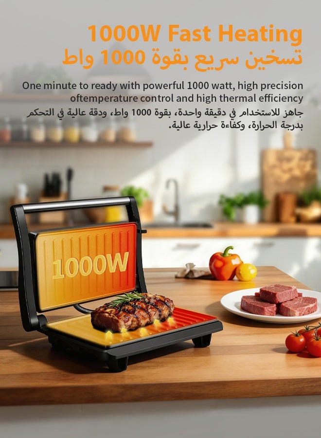 Royalstar Sandwich Maker, Electric Indoor Grill with 180° Open Design, Floating Hinge, Ceramic Non-Stick Plates for Thick Sandwiches, Burgers, Steaks and Family BBQ - Image 3