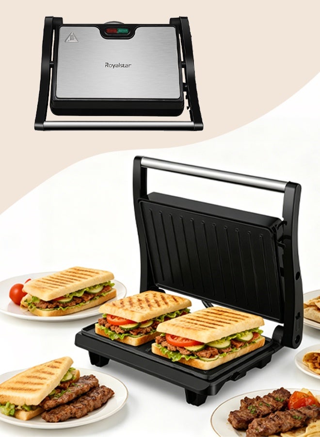 Sandwich Maker, 1000W Electric Indoor Grill with 180° Open Design, Floating Hinge, Ceramic Non-Stick Plates for Thick Sandwiches, Burgers, Steaks and Family BBQ