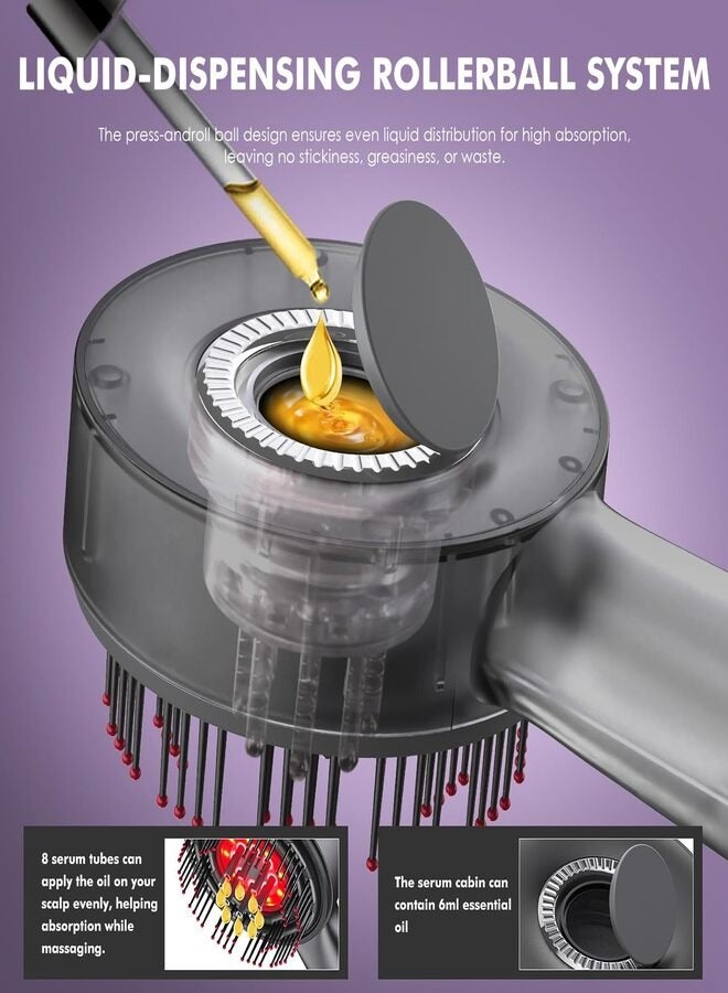 نواكيي مشط تدليك كهربائي، علاج بالاهتزاز بالضوء الأحمر، فرشاة تدليك فروة الرأس، فرشاة تدليك فروة الرأس، فرشاة تدليك كهربائية مضادة لتساقط الشعر، أسود - Image 5