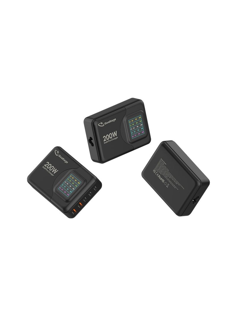 Goaltage Super-Fast Pro 200W GaN Wall Charger & LCD Digital Display, Safety Protection, Multi-Port Functionality - Image 5
