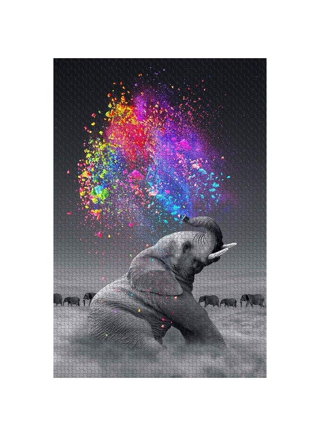 Classic Jigsaw Puzzle 1000 Pieces Adult Puzzle Wooden Puzzle Colorful Elephant Diy Modern Wall Art Picture Modern Art Home Decoration Creative Gifts 75X50Cm - Image 2