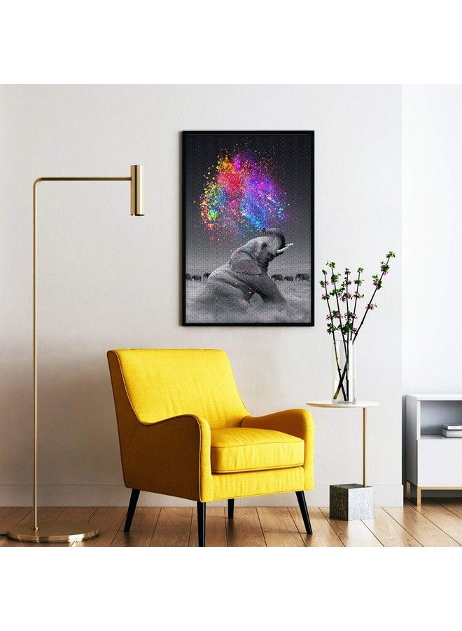 Classic Jigsaw Puzzle 1000 Pieces Adult Puzzle Wooden Puzzle Colorful Elephant Diy Modern Wall Art Picture Modern Art Home Decoration Creative Gifts 75X50Cm - Image 3