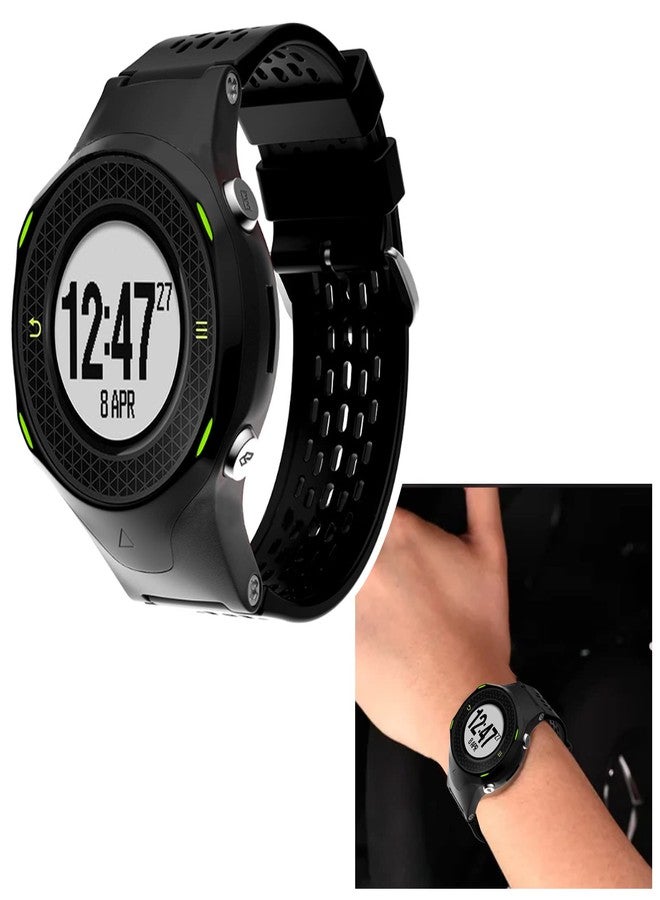 سينج إف إل تي دي سوار ساعة سيليكون من شركة SING F LTD، متوافق مع أجهزة تتبع النشاط Garmin Approach S2 / S4، مزود بخاصية الفك السريع، سوار بديل أسود اللون - Image 2