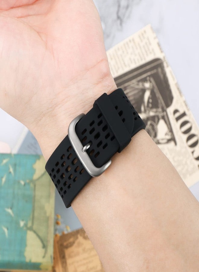 سينج إف إل تي دي سوار ساعة سيليكون من شركة SING F LTD، متوافق مع أجهزة تتبع النشاط Garmin Approach S2 / S4، مزود بخاصية الفك السريع، سوار بديل أسود اللون - Image 3