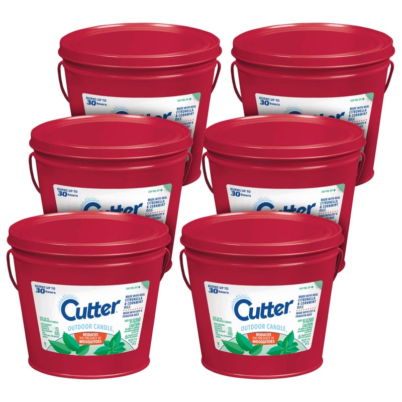 Cutter Candle, Outdoor Soy Wax Candle Made with Real Citronella Oil and Cornmint Oil Reduces The Presence of Mosquitoes with A Light, Fragrant Citronella and Mint Scent, 17 Ounces, 6 Pack - Image 1