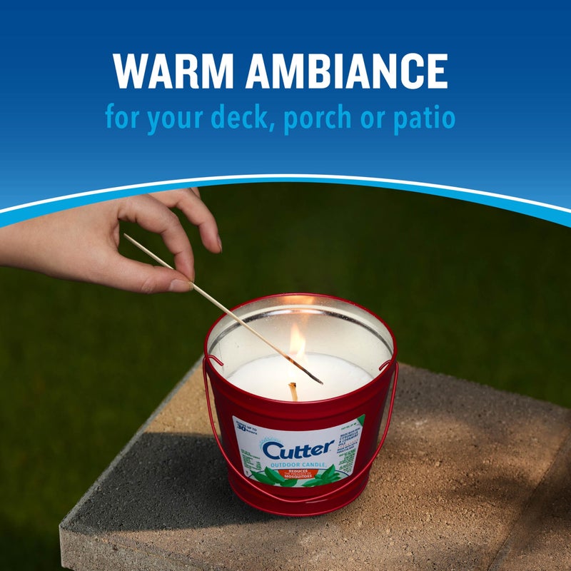 Cutter Candle, Outdoor Soy Wax Candle Made with Real Citronella Oil and Cornmint Oil Reduces The Presence of Mosquitoes with A Light, Fragrant Citronella and Mint Scent, 17 Ounces, 6 Pack - Image 5