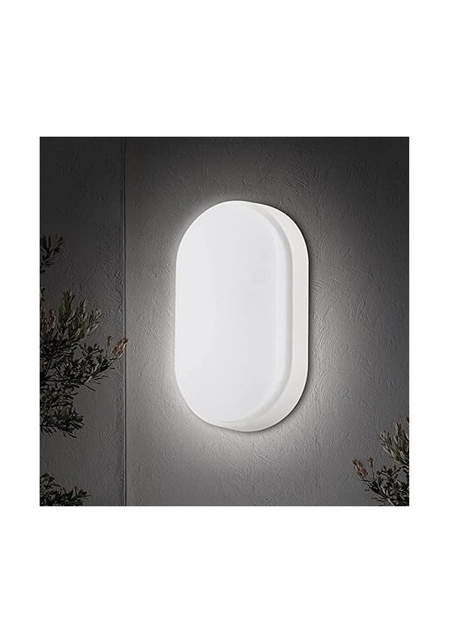 ESNCO ضوء جدار دائري مسطح LED بقوة 30 واط مع حافة بيضاء - 8000 كلفن IP65 مثالي للاستخدام الداخلي والخارجي، الحمام، المكتب، الممر، الممرات، المرافق، الحديقة، الفناء، إلخ - Image 1