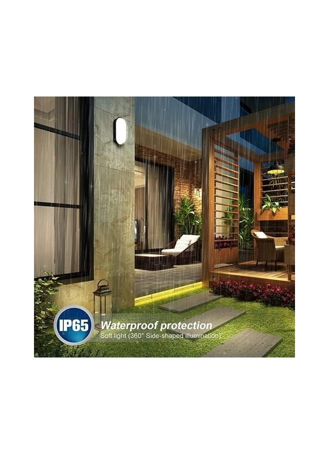 ESNCO ضوء جدار دائري مسطح LED بقوة 30 واط مع حافة بيضاء - 8000 كلفن IP65 مثالي للاستخدام الداخلي والخارجي، الحمام، المكتب، الممر، الممرات، المرافق، الحديقة، الفناء، إلخ - Image 3