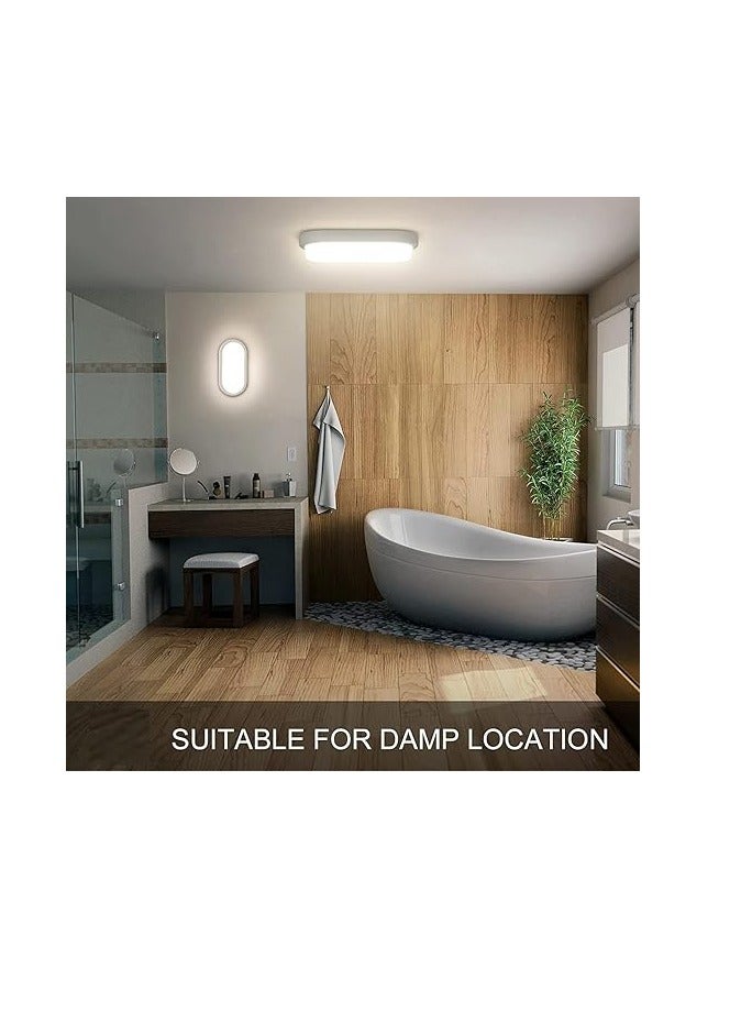 ESNCO ضوء جدار دائري مسطح LED بقوة 30 واط مع حافة بيضاء - 8000 كلفن IP65 مثالي للاستخدام الداخلي والخارجي، الحمام، المكتب، الممر، الممرات، المرافق، الحديقة، الفناء، إلخ - Image 4