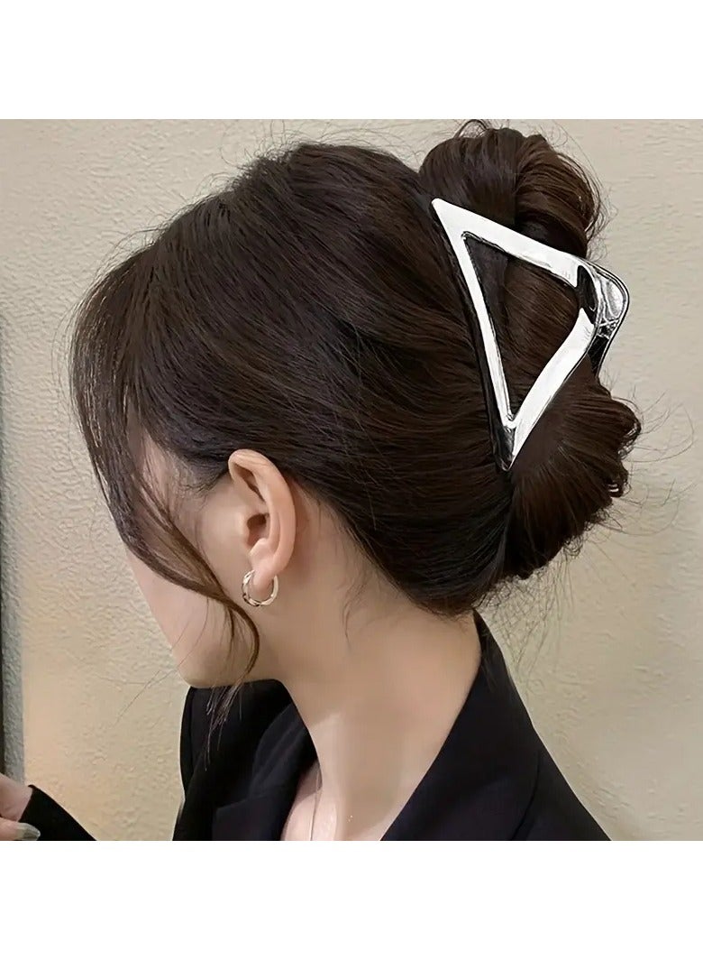 Goolsky Minimalist Alloy Triangle Hair Clip, Retro Geometric Hairpin, Solid Color Middle Size Single Piece Hair Accessories - Image 1