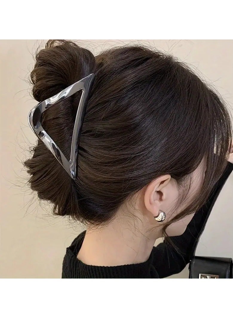 Goolsky Minimalist Alloy Triangle Hair Clip, Retro Geometric Hairpin, Solid Color Middle Size Single Piece Hair Accessories - Image 2