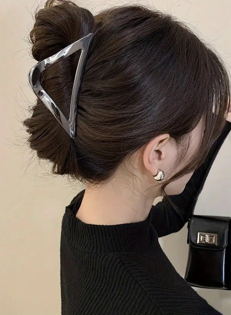 Goolsky Minimalist Alloy Triangle Hair Clip, Retro Geometric Hairpin, Solid Color Middle Size Single Piece Hair Accessories - Image 5