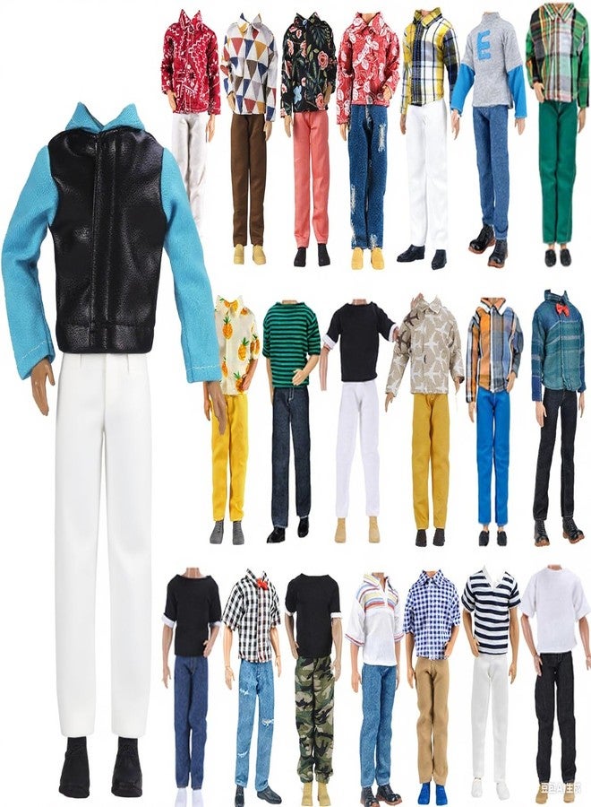 E-TING 3 Sets Leather Jacket Casual Wear T-Shirt Pants Pack Summer Shorts with 3 Pairs of Shoes for 12-inch Doll（Random Pick） - Image 1