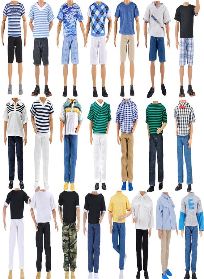 E-TING 3 Sets Leather Jacket Casual Wear T-Shirt Pants Pack Summer Shorts with 3 Pairs of Shoes for 12-inch Doll（Random Pick） - Image 5