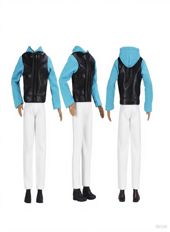 E-TING 3 Sets Leather Jacket Casual Wear T-Shirt Pants Pack Summer Shorts with 3 Pairs of Shoes for 12-inch Doll（Random Pick） - Image 2