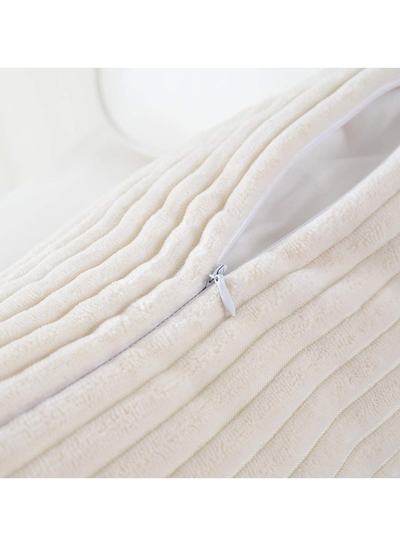 VIUAUAX 2 Pcs Corduroy Soft Decorative Rectangle Throw Pillow Cover Cushion Covers Pillowcase,Cushion Covers Decorative Throw Pillow cases, Home Decor Decorations for Sofa Couch Bed Chair 12x20 Inch/30x50 cm (Striped Cream) - Image 3