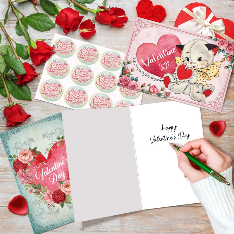Ogeby Cute Animal Valentineâ€™s Day Cards Set, 24 Pack Valentineâ€™s Day Cards Bulk with Envelopes & Stickers, Boxed Valentines Card for Lovers, Kids, Classmate, Friends, Family, 6 Assorted Designs, 4x6 Inch - Image 4