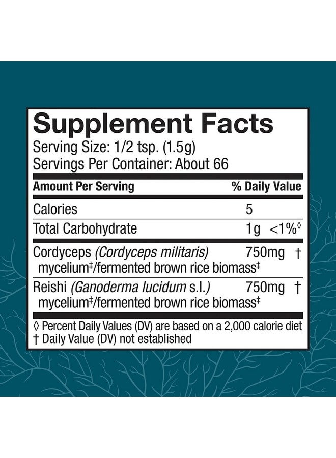 Host Defense CordyChi Powder - Energy & Immune Support Supplement - Cordyceps & Reishi Mushroom Supplement for Relaxation & Respiratory Support - Aids Against Tiredness - 3.5 oz (66 Servings)* - Image 2
