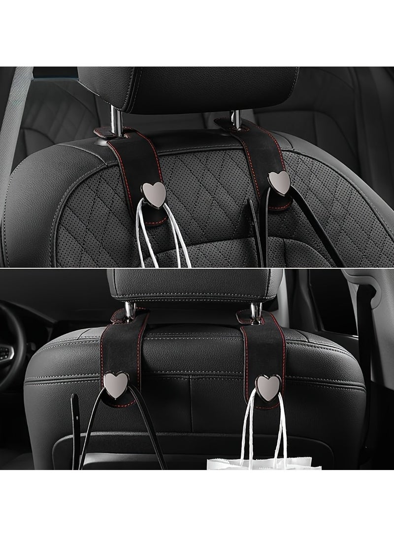 خطافان لمقعد السيارة على شكل حب - منظمان معدنيان فاخران للمقعد الخلفي لحقائب اليد والسترات والمحافظ - مشابك مضادة للانزلاق للسيارة وملحقات تخزين المركبات الترفيهية (أسود، قابل للدوران 360 درجة) - Image 5