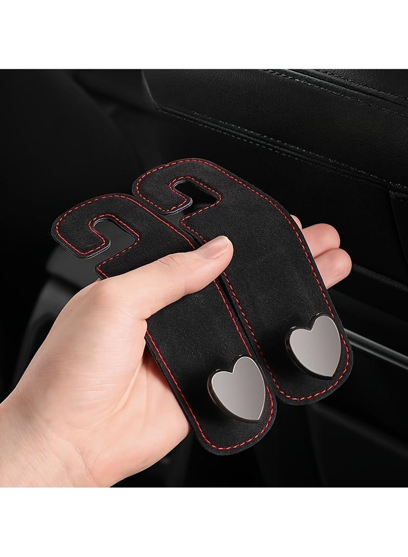 خطافان لمقعد السيارة على شكل حب - منظمان معدنيان فاخران للمقعد الخلفي لحقائب اليد والسترات والمحافظ - مشابك مضادة للانزلاق للسيارة وملحقات تخزين المركبات الترفيهية (أسود، قابل للدوران 360 درجة) - Image 4