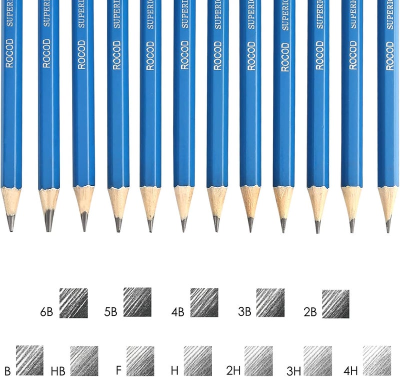 ROCOD Profession Sketch Pencils 6B to 4H for Kids and Adults Drawing, Art Graphite Pencil for Artists Beginner Sketching - Image 3