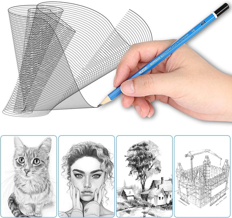 ROCOD Profession Sketch Pencils 6B to 4H for Kids and Adults Drawing, Art Graphite Pencil for Artists Beginner Sketching - Image 4