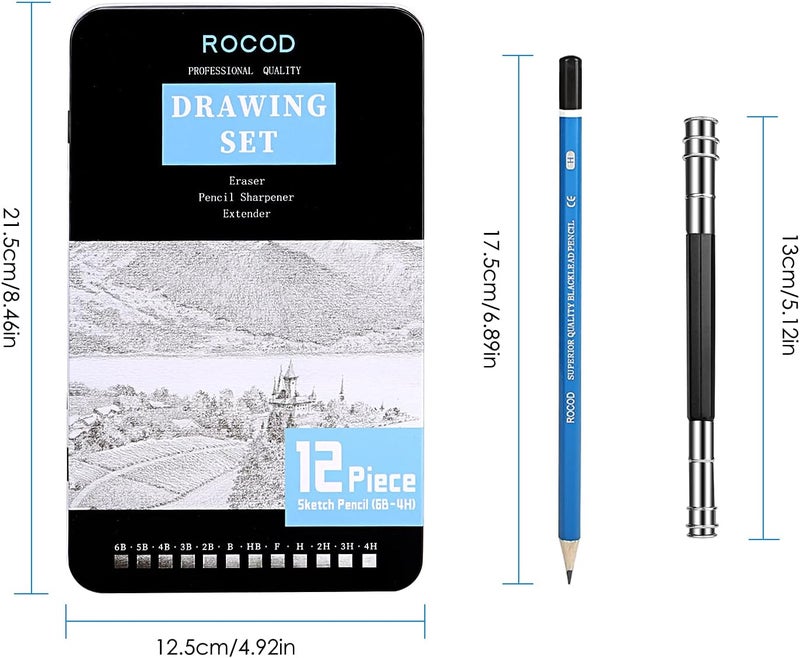 ROCOD Profession Sketch Pencils 6B to 4H for Kids and Adults Drawing, Art Graphite Pencil for Artists Beginner Sketching - Image 2