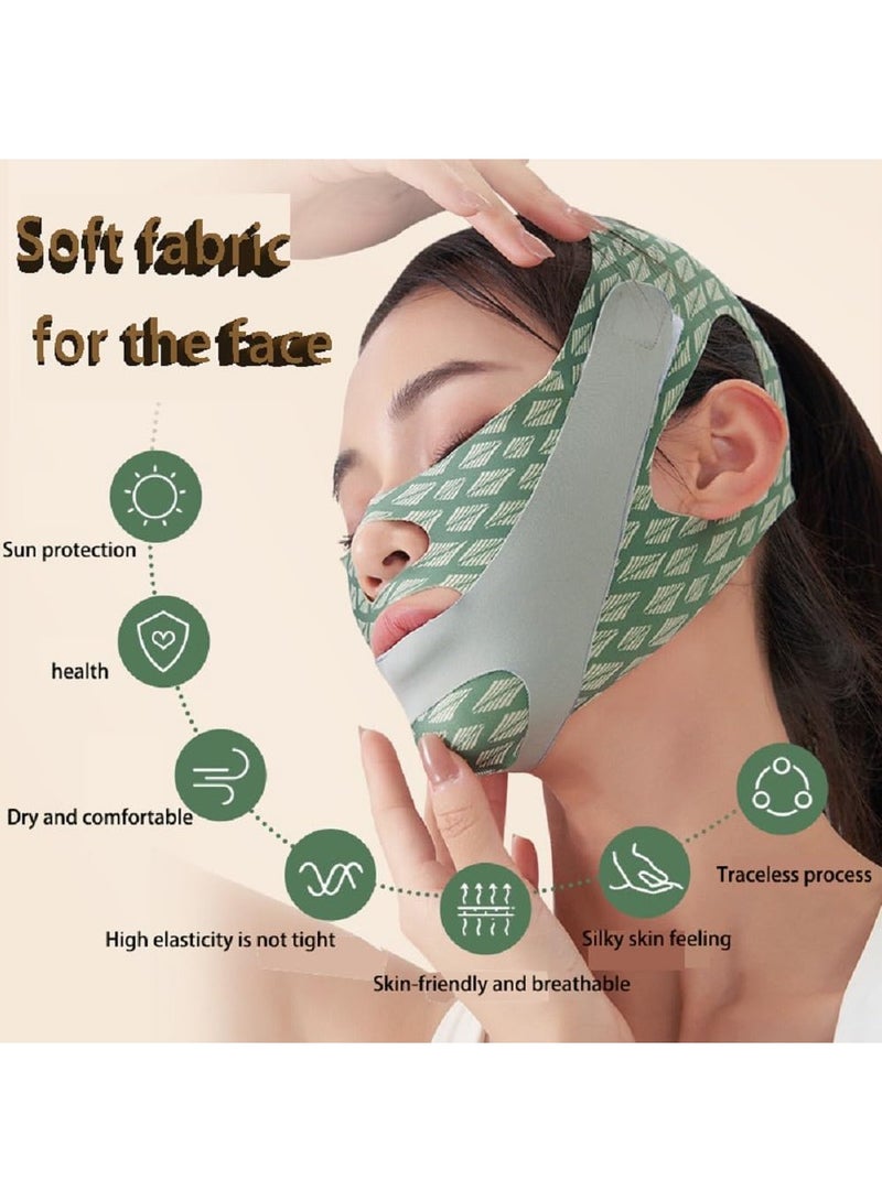 V Line Lifting Bandage，Adjustable Jawline Lift Tape, Enhancer Face Patch Firming Contouring Face Mask（Green） - Image 3