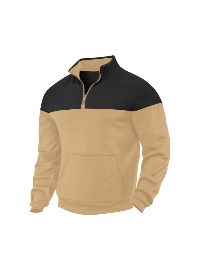 Popular Color-blocked Half-zip Pullover Outdoor Fashionable Casual Sweatshirt - Image 1