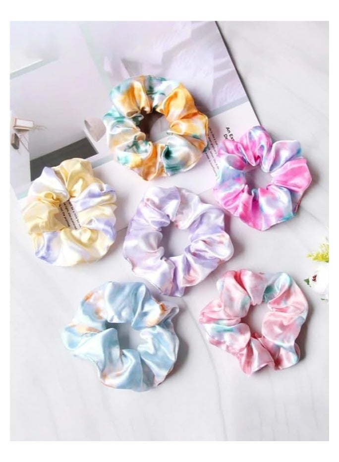 STAR BEJA Tie-Dye Hair Scrunchies, Set of 12, Assorted Pastel Multicolors, Hair Accessories - Image 1