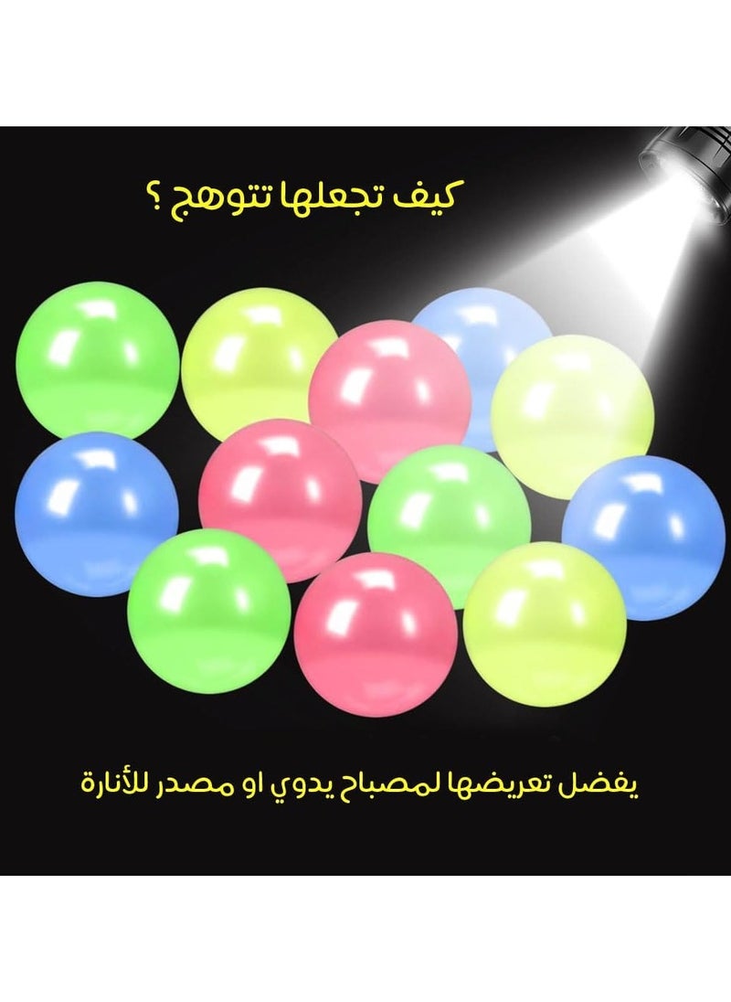 NQOOH - 12 Piece Sticky Glow-in-the-Dark Balls Set Fidget Stress Relief Toy Party Gifts for Kids and Adults Sensory and Glowing Balls - Image 1