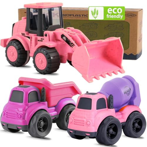 vusum Toddler Toys for 1 Year Old Girl GiftsKids Toys for Age 24Dump Truck Cement Mixer Excavator Toy Cars Set BPA FreePhthalates FreePVCToddler Girl Toys for 1 2 3 Year Old Birthday - Image 1