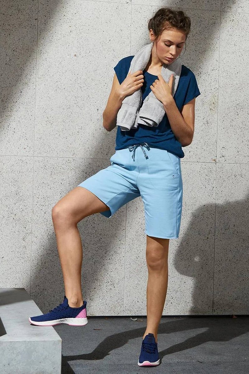 Tchibo Women Sportswear Fit Training Sweatshorts, Light Blue - Image 1