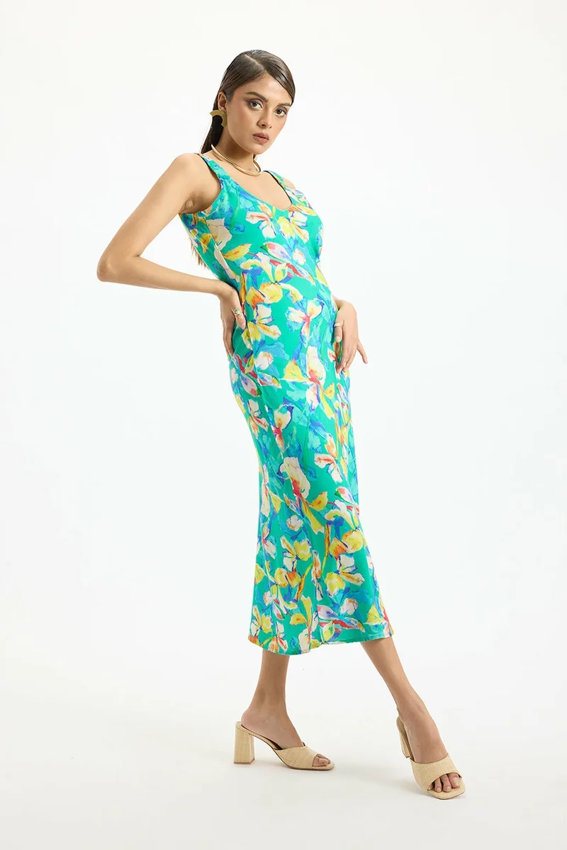 فيرجيو Viscose Floral Vacation Midi Dresses for Women