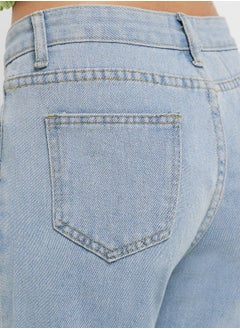 Ginger Bleached Straight Fit Jeans with Side Slit  - Image 5