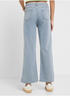 Ginger Bleached Straight Fit Jeans with Side Slit  - Image 3