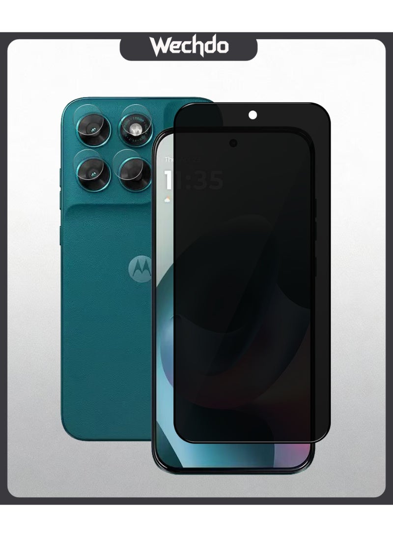 ويكدو مجموعة 2 في 1 لهاتف Motorola G77 5G: واقي شاشة زجاجي مقوى ممتاز لحماية الخصوصية - تتضمن عبوة واحدة لواقي الشاشة الأمامي (للحماية من التطفل) وعبوة واحدة لفيلم حماية عدسة الكاميرا؛ بصلابة 9H، ومزايا مقاومة بصمات الأصابع والتحطم، وتركيب سهل وخالٍ من الفقاعات. - Image 1