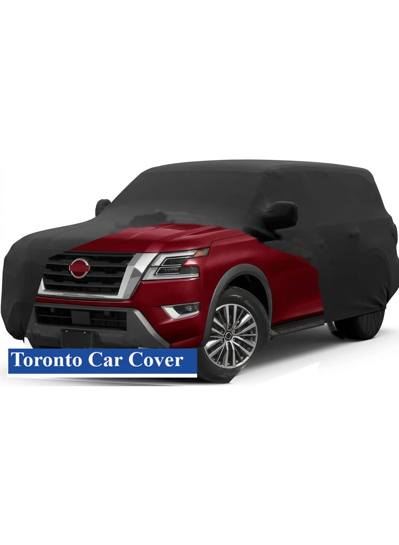 تورنتو غطاء سيارة خارجي فاخر لسيارات نيسان أرمادا وإنفينيتي QX80 (موديلات ٢٠٠٤-٢٠٢٥) - مقاوم للماء وحماية شاملة من الشمس والأشعة فوق البنفسجية، مزود بسحاب للباب وبطانية قطنية ناعمة - لون رمادي - Image 1