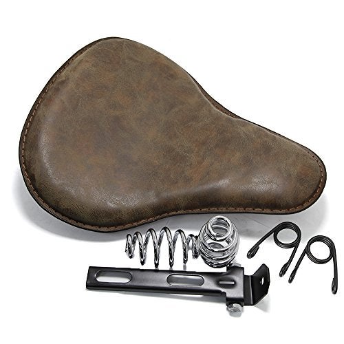 MISS MOLY 13" Brown Motorcycle Solo Seat Bracket Cushion for Harley Davidson Sportster - Image 1