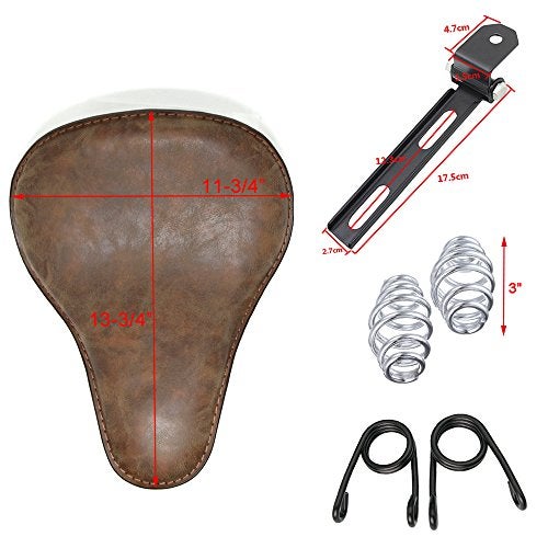 MISS MOLY 13" Brown Motorcycle Solo Seat Bracket Cushion for Harley Davidson Sportster - Image 2