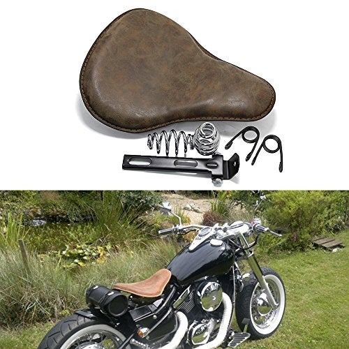 MISS MOLY 13" Brown Motorcycle Solo Seat Bracket Cushion for Harley Davidson Sportster - Image 3