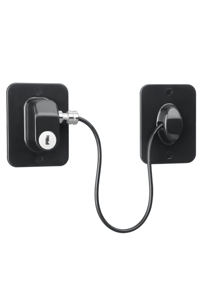 Fridge Lock, 1PCS Refrigerator Lock for Freezer, Cabinets and Drawers, , Closets, Windows, Doors, Durable ABS with Adhesive Backing, Easy Install, No Tools Needed, Black - Image 1